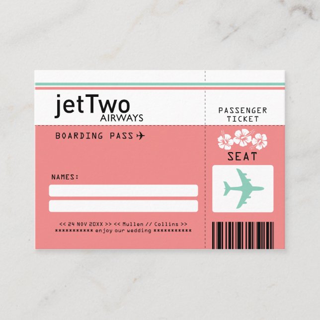 De Placement Carte d'embarquement Hibiscus Flower Boarding Pass (Devant)