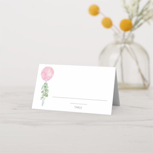 De Placement Carte d'emplacement Baby Shower Ballon Rose (Devant)