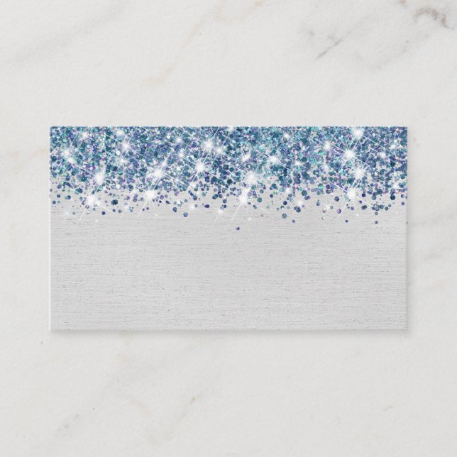 De Placement Carte d'emplacement chic Glittery Blue Silver (Devant)