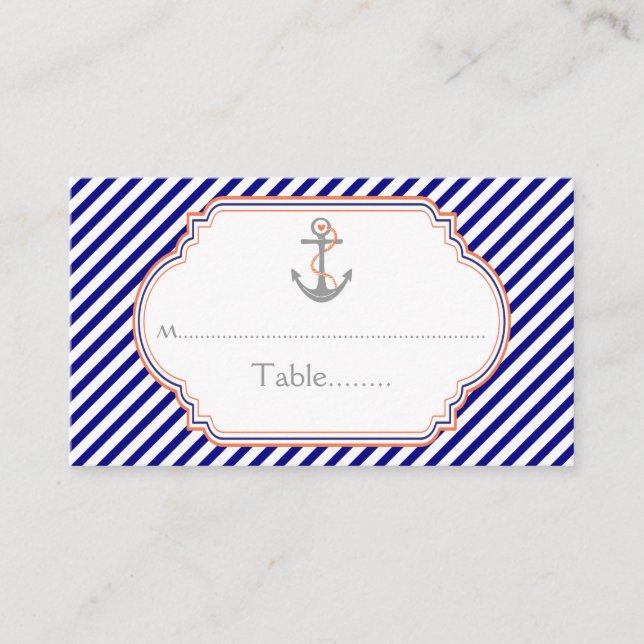 De Placement Carte d'emplacement du mariage nautique marine (Devant)
