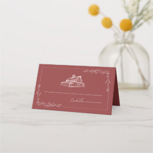De Placement Carte d'emplacement du Mariage rouge roux roux rus