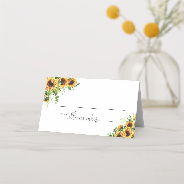 De Placement Carte d'emplacement pliée pour mariage tournesol (Devant)