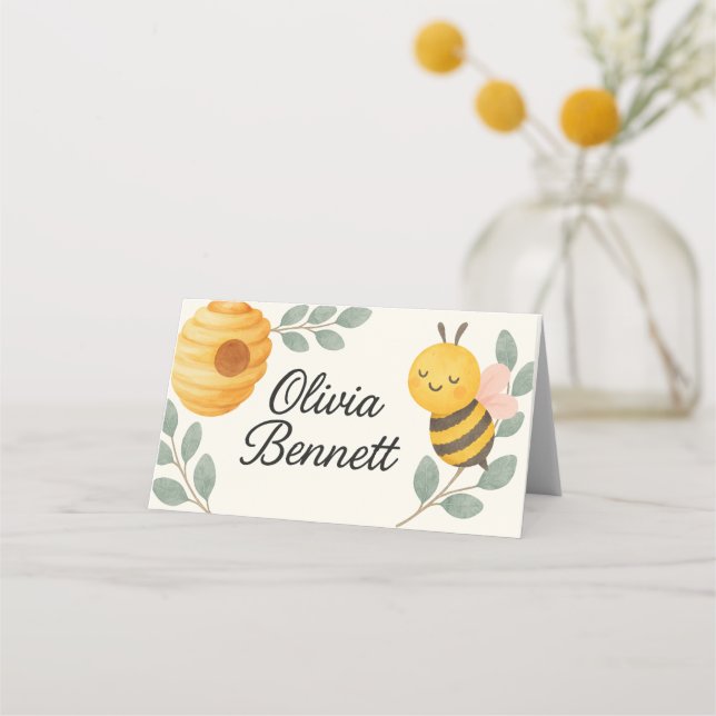 De Placement Carte d'emplacement pour Baby Shower Abeille (Devant)