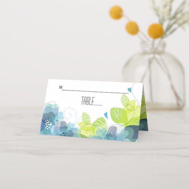 De Placement Carte d'escorte Ethereal fleurs turquoises fleurie (Devant)