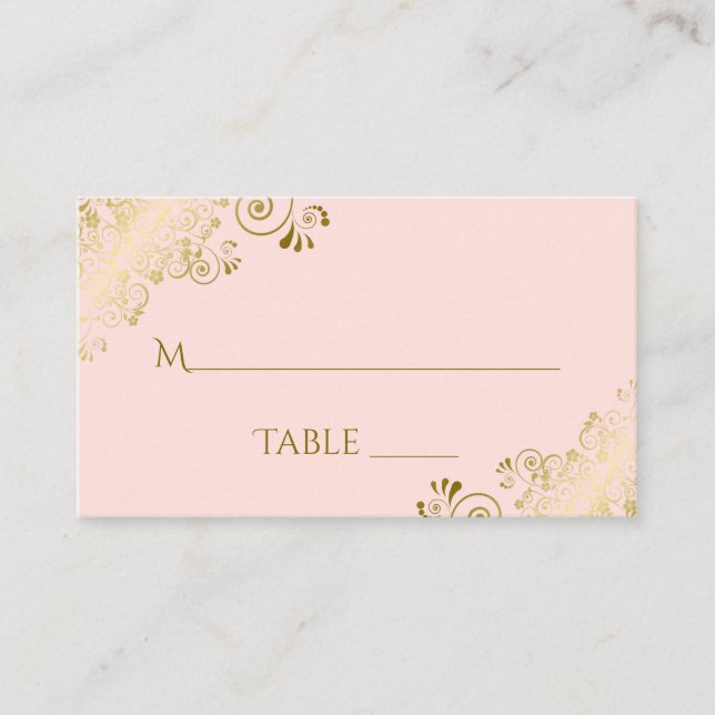 De Placement Carte d'escorte Mariage en dentelle or rose vif (Devant)