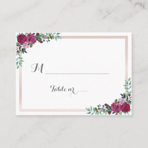 De Placement Carte d'escorte Mariage Floral Bourgogne