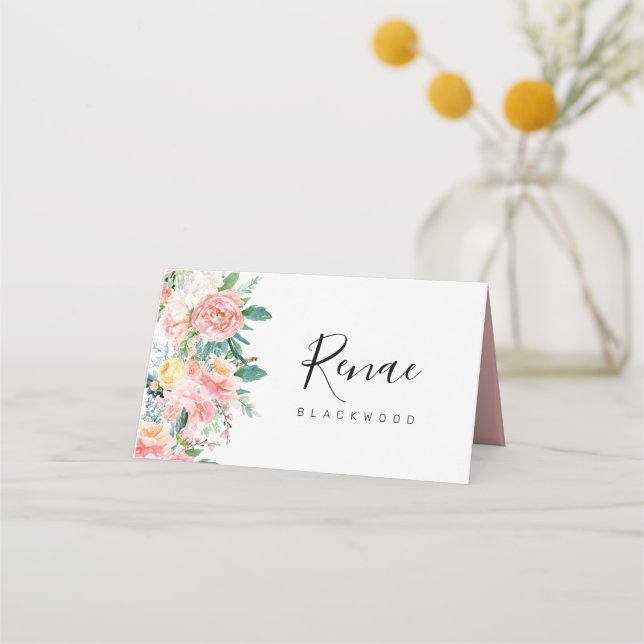 De Placement Carte d'escorte mariage florale romantique, floral (Devant)