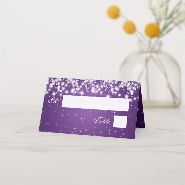 De Placement Carte d'escorte Mariage hiver étincelle violette (Devant)