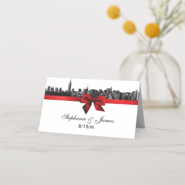 De Placement Carte d'escorte Mariage rouge NYC large Skyline Et (Devant)