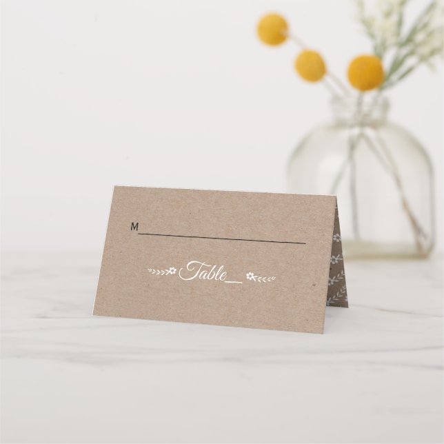 De Placement Carte d'escorte mariage rustique en papier kraft (Devant)