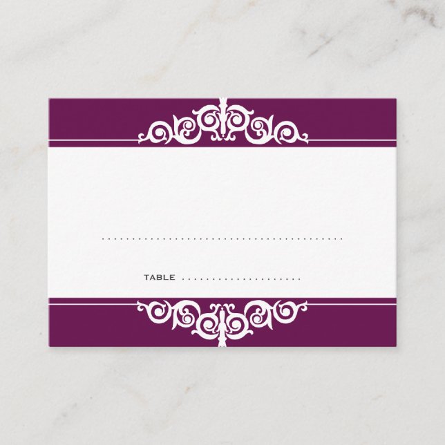 De Placement Carte d'escorte mariage victorien prune noire (Devant)