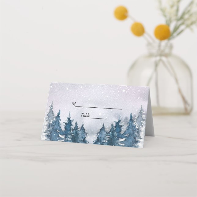 De Placement Carte d'hiver moderne Forest Blue Place (Devant)