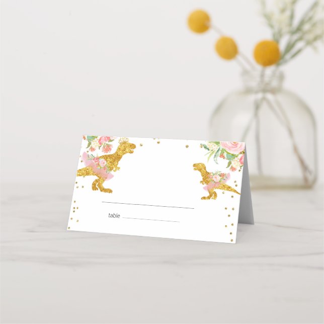 De Placement Carte Dino Girl Pink Gold Table (Dos)