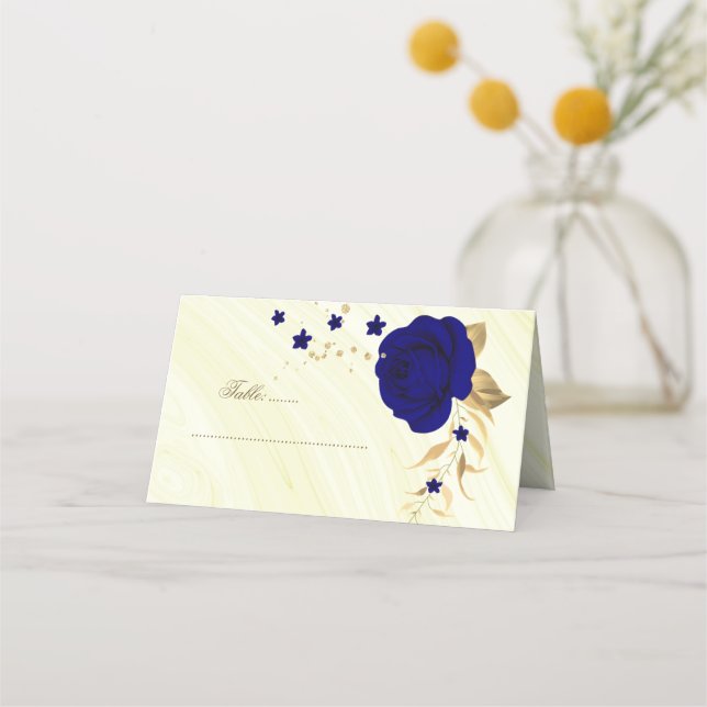 De Placement carte d'or des fleurs bleues royales (Devant)