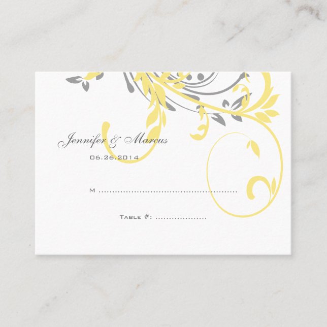 De Placement Carte double florale jaune et gris (Devant)