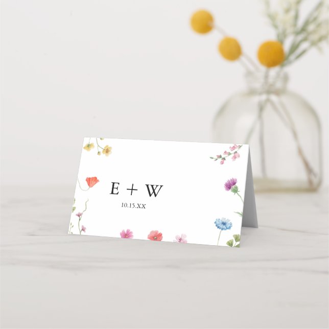 De Placement Carte du Mariage du Fleur sauvage botanique romant (Dos)