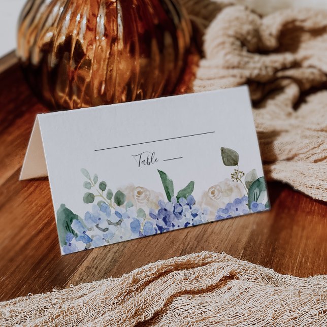 De Placement Carte élégante pliée avec hydrangea bleu (Créateur téléchargé)