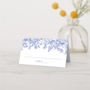 De Placement Carte élégante vintage bleue florale plate