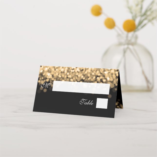 De Placement Carte Escort Élégant Mariage Lumières Or (Devant)