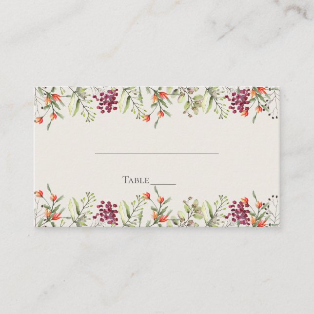 De Placement Carte fleur sauvage Meadow Mariage Place Card - Ec (Devant)