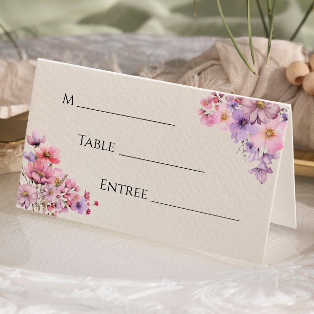De Placement Carte Fleur sauvage moderne Beige Mariage Place Ca (Créateur téléchargé)