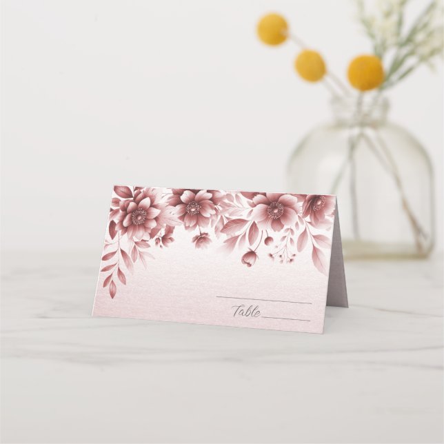De Placement Carte Floral Place Dusty Rose (Devant)