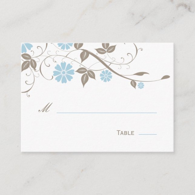 De Placement Carte Florale moderne - Aqua Blue (Devant)