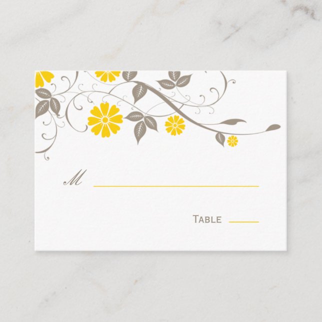 De Placement Carte Florale moderne - moutarde (Devant)
