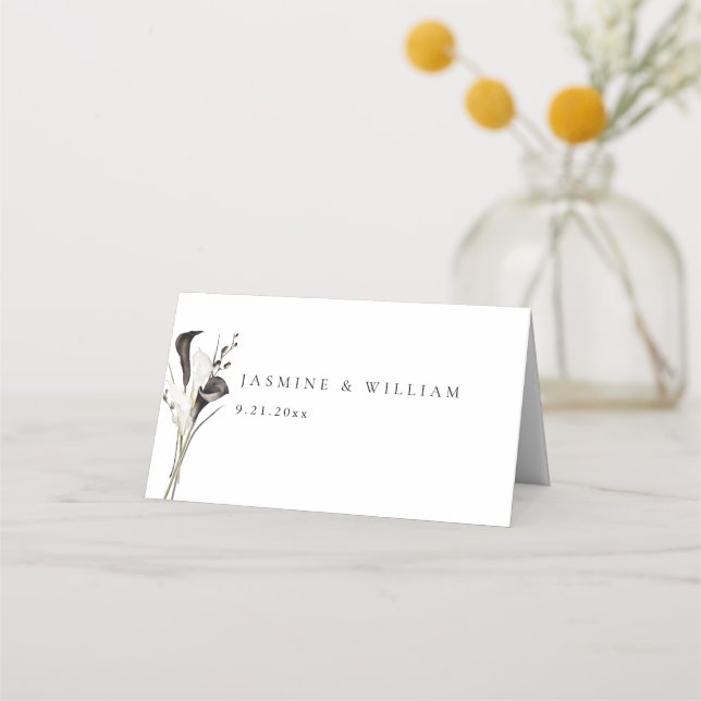 De Placement Carte Florale Noir & Blanc - Blanc (Dos)
