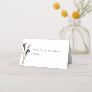 De Placement Carte Florale Noir & Blanc - Blanc