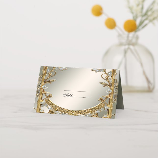 De Placement Carte Gold Ornate White Floral Place (Devant)