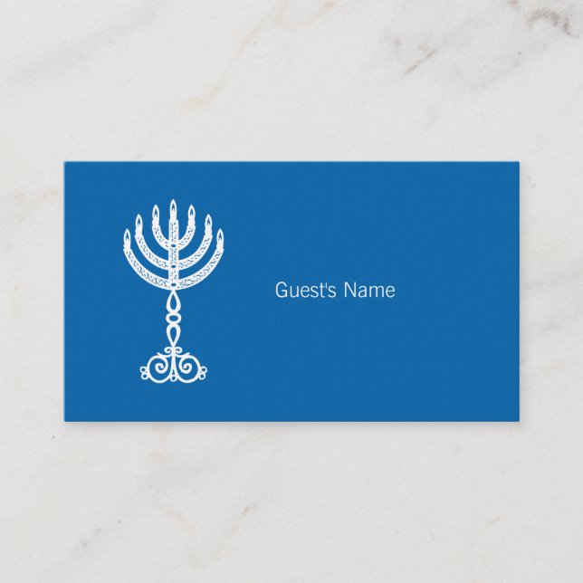 De Placement Carte Hanoukka Motif bleue Place (Devant)