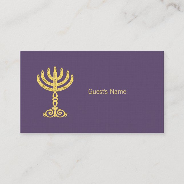 De Placement Carte Hanoukka Motif violet Place (Devant)