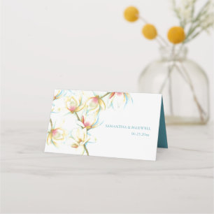 De Placement Carte Mariage Aquarelle Magnolia Blanc