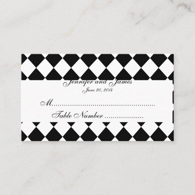 De Placement Carte Mariage Arlequin noir et blanc (Devant)