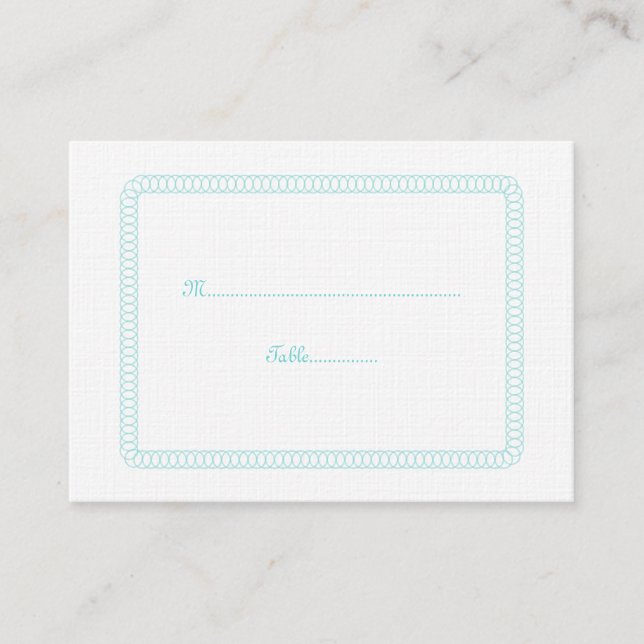 De Placement Carte Mariage arrondie Aqua Encerclée (Devant)