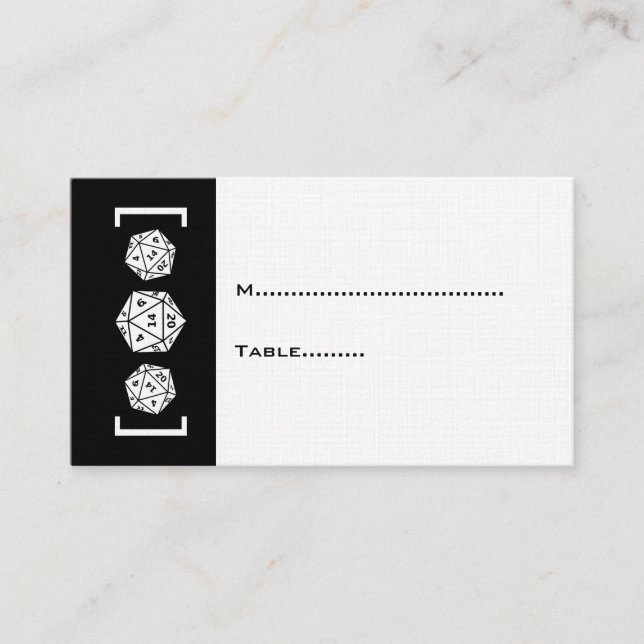 De Placement Carte Mariage Black D20 Dice Gamer (Devant)
