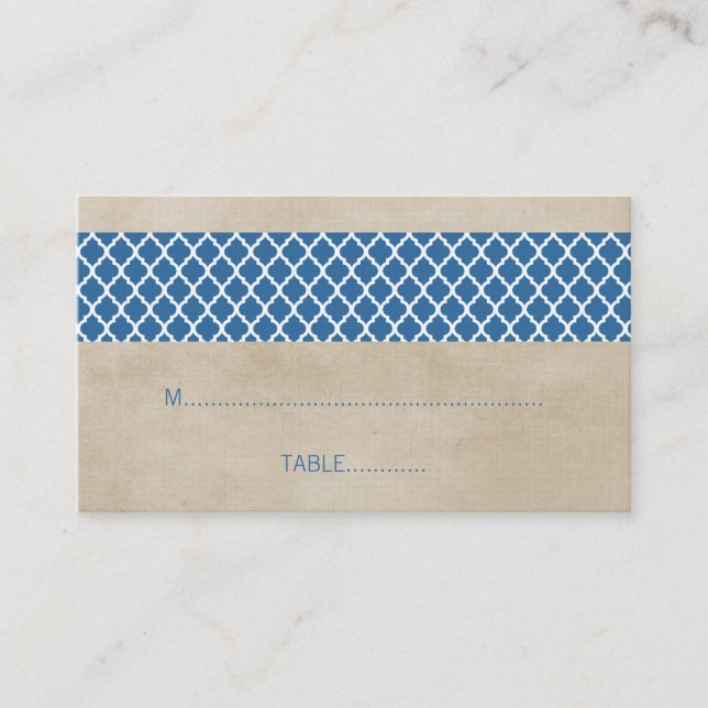 De Placement Carte Mariage Blue Rustic Quatrefoil (Devant)