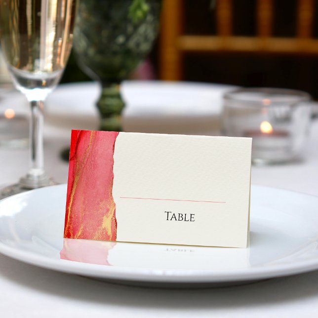 De Placement Carte Mariage Coral Rose (Coral Pink Wedding Place Card)