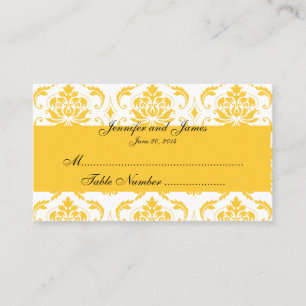 De Placement Carte Mariage damassé blanche jaune