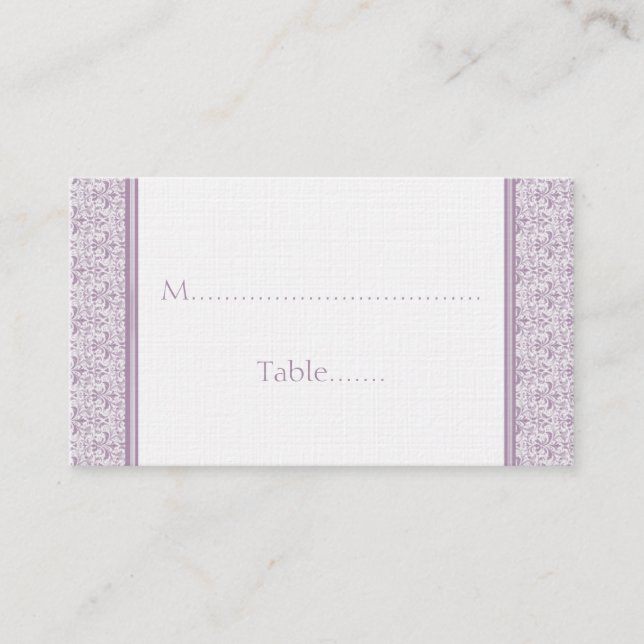 De Placement Carte Mariage damassé Romantique, Lavande (Devant)