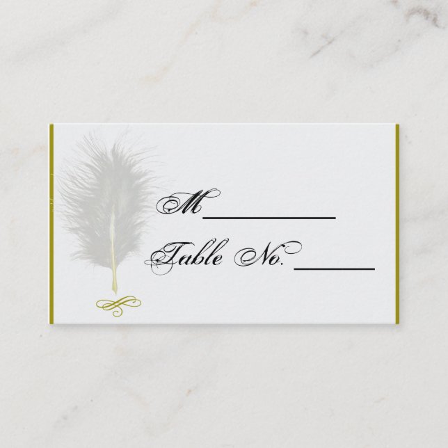 De Placement Carte Mariage en plumes or et blanc Marabou (Devant)