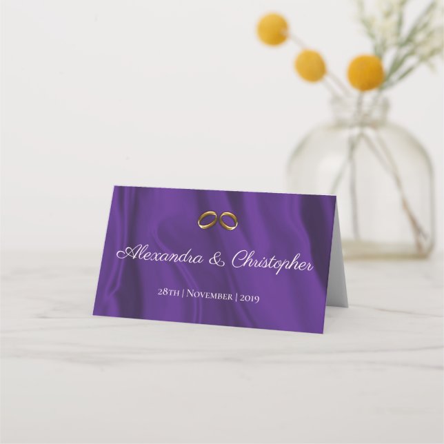 De Placement Carte Mariage en soie violette (Devant)
