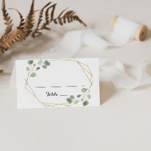 De Placement Carte Mariage Eucalyptus Géométrique Or