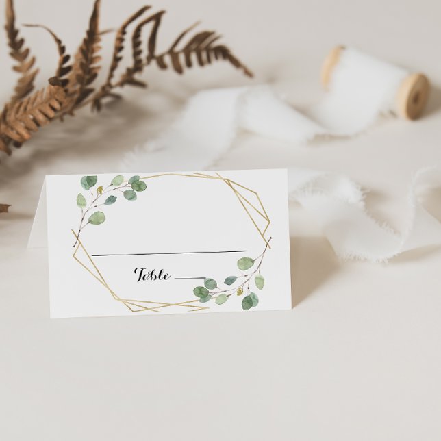 De Placement Carte Mariage Eucalyptus Géométrique Or (Créateur téléchargé)