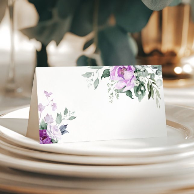 De Placement Carte Mariage Eucalyptus Violet Flowers (Créateur téléchargé)