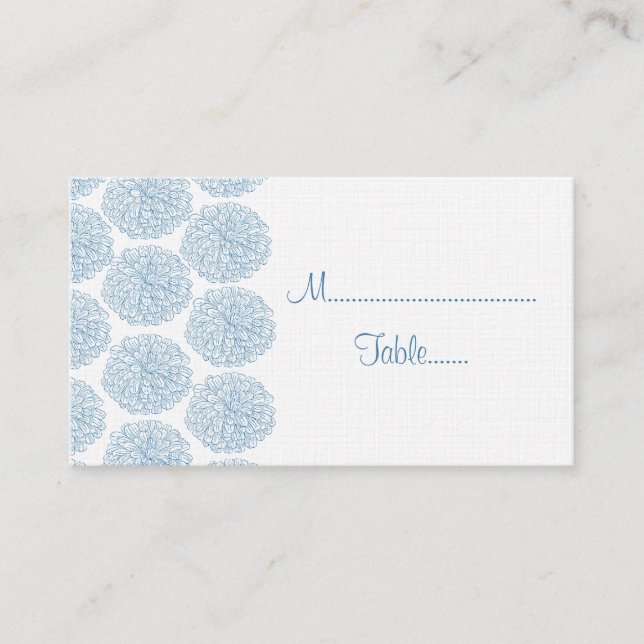 De Placement Carte Mariage frontière Zinnia, Bleu (Devant)