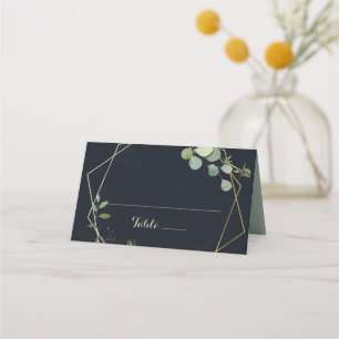De Placement Carte Mariage Géométrique bleu or vert