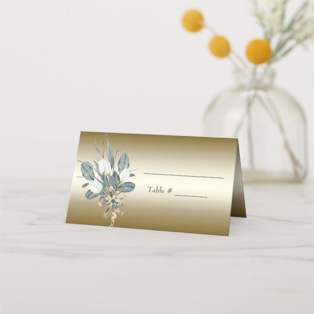 De Placement Carte Mariage Gold Tulips Blanc (Devant)