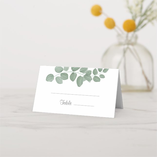 De Placement Carte Mariage Green Eucalyptus (Devant)